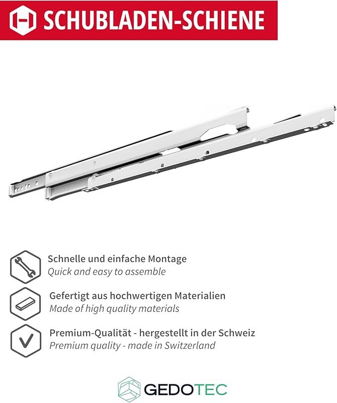 GEDOTEC Schwerlast-Schubladenschienen 500mm (2 Paar)