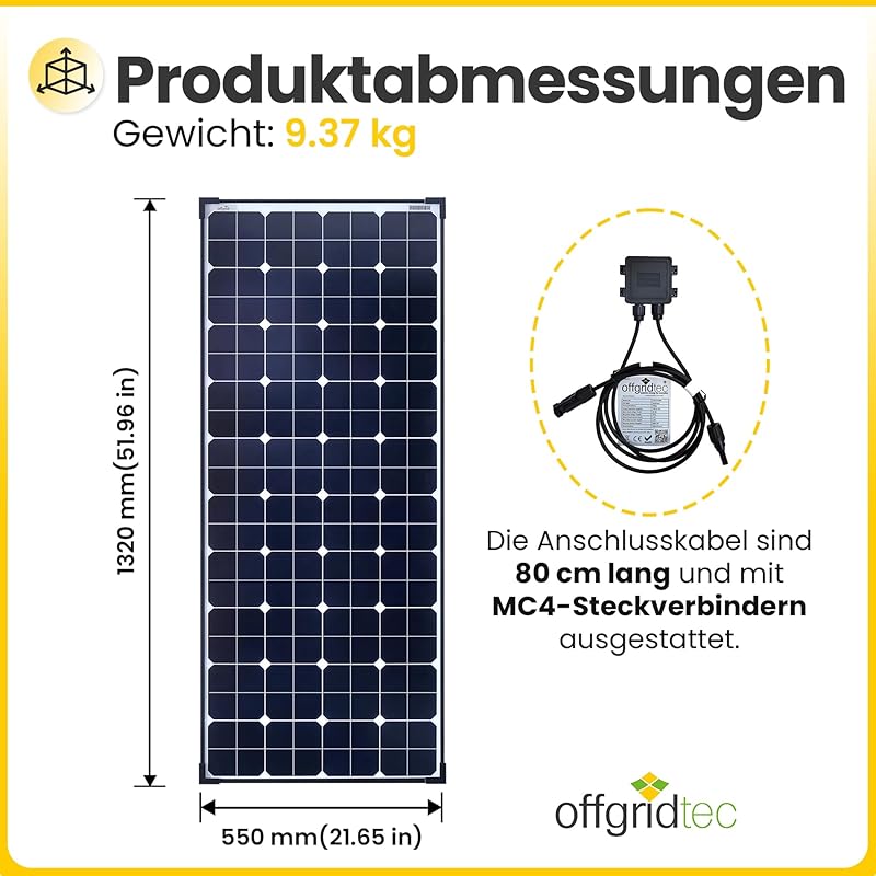 OFFGRIDTEC Solar-Komplettset 150W mit MPPT-Regler